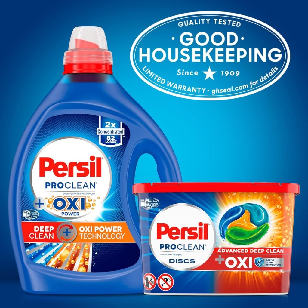 Persil Laundry Detergent Liquid, OXI Power Technology, High Efficiency (HE), Whitening and Brightening, 2X Concentrated, 82 Loads